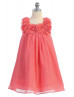 Chiffon Knee Length Flower Girl Dress With Rosebuds